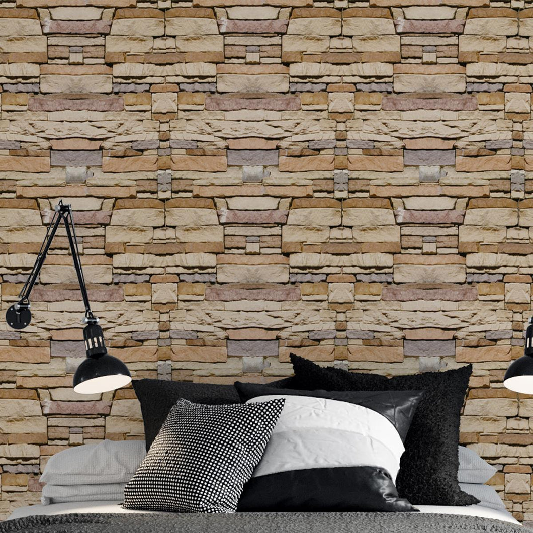 Brick Wall Black Peel & Stick Wallpaper NP033