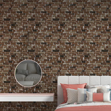 Load image into Gallery viewer, Brick Wall Rustic Brown Peel &amp; Stick Wallpaper NP057
