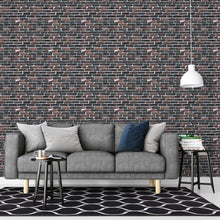 Load image into Gallery viewer, Brick Wall Black Brown Peel &amp; Stick Wallpaper NP076
